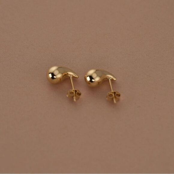 14k Real Gold Teardrop Earrings | Birthday Gift | Essential Fashion Jewelry | - Picture 3 of 11